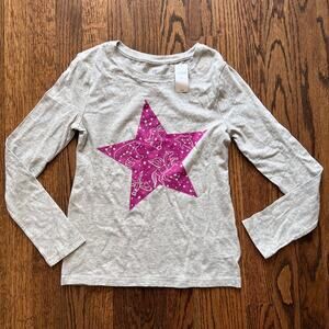 New Gap Girl's Constellation Purple Star Cotton Gray Long Sleeve Tee L/10